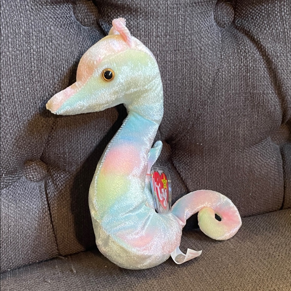 NWT Neon Ty Pastel Seahorse Beanie Baby